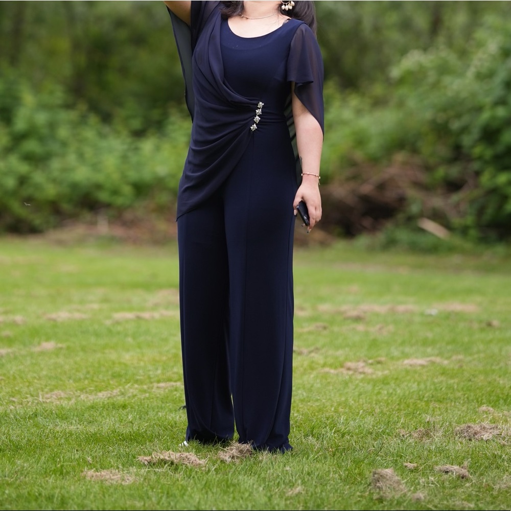 Champagne dress ; Dark blue coloured with those Clear Stone patch ;